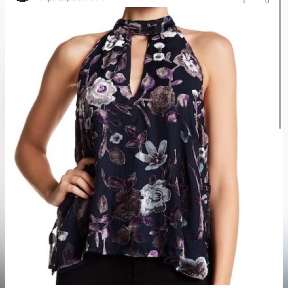 Astr the Label Burnout Velvet Halter Top